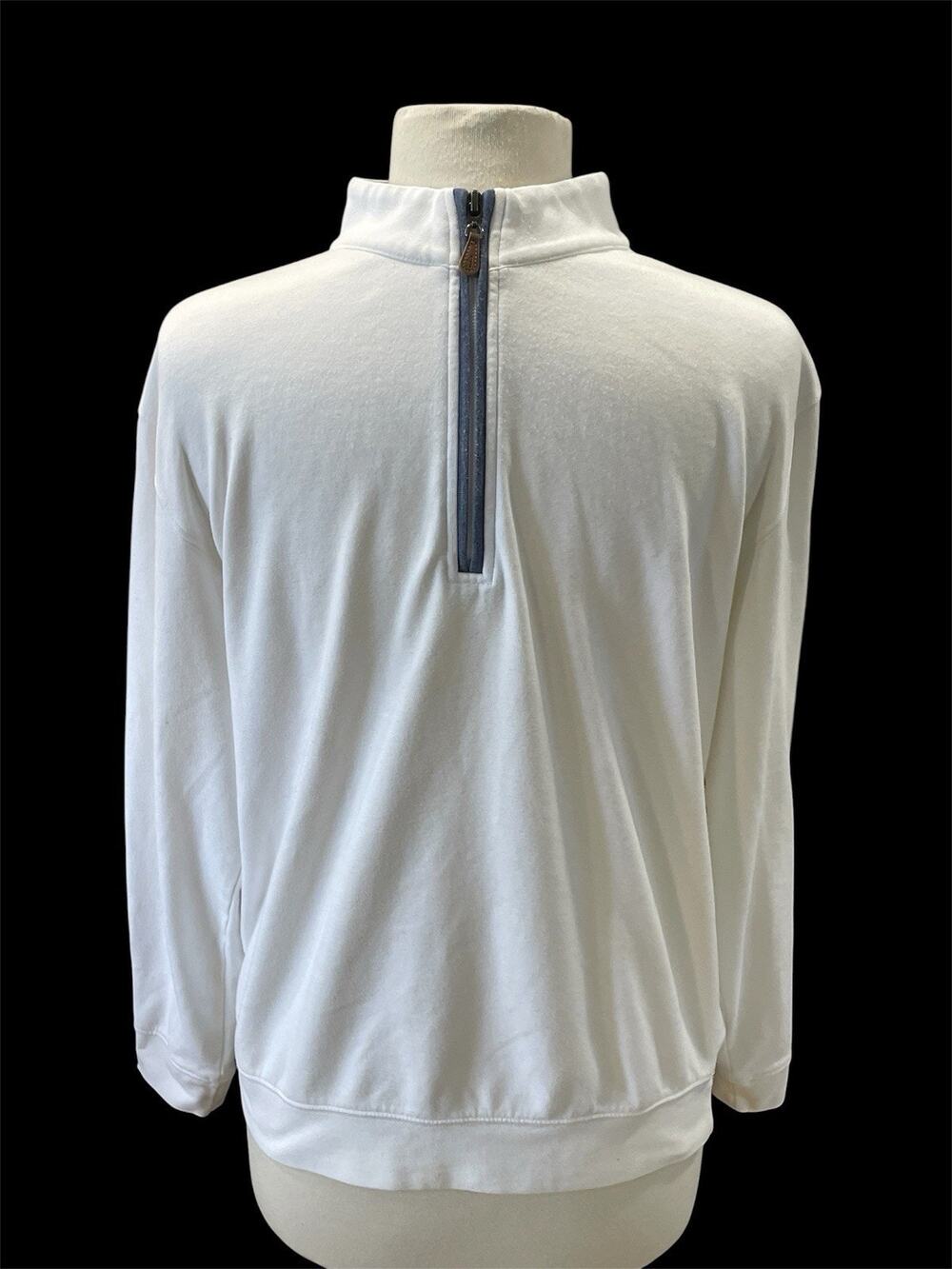 Johnnie O Men's Sz Medium White Sully Quarter Zip Up Pullover Wrinkle Resistant